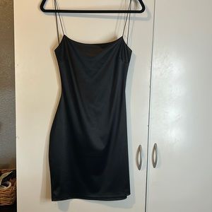 Black open mini back dress